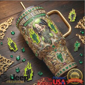 Billie Eilish “Happier Than Ever” 3D Jeweled Luxury Fan 40oz Tumbler