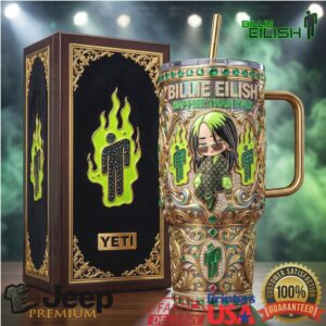 Billie Eilish “Happier Than Ever” 3D Jeweled Luxury Fan 40oz Tumbler