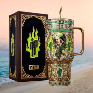 Billie Eilish “Happier Than Ever” Emerald & Gold Luxury 40oz Tumbler
