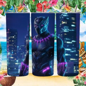 Black Panther Wakanda Forever Neon City Skinny Tumbler Wrap