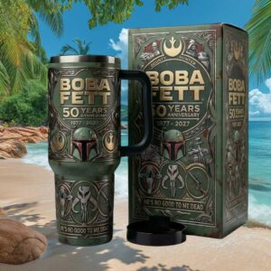 Boba Fett 50 Years Anniversary 1977 2027 Star Wars 3D Embossed Tumbler