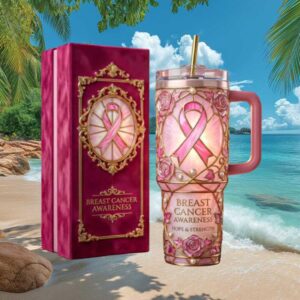 Breast Cancer Awareness Hope & Strength Floral 40oz Tumbler