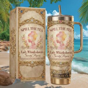 Bridgerton “Spill The Tea” Lady Whistledown Society Papers Tumbler
