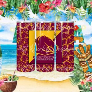 Brisbane Broncos NRL Rugby Maroon and Gold Pattern Tumbler