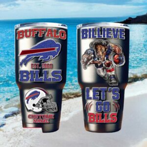 Buffalo Bills “Billieve” Personalized Tumbler Custom Name Buffalo Fan Gift