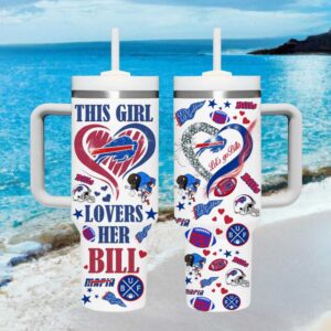 Buffalo Bills This Girl Loves Her Bills Mafia White Heart & Football Pattern Tumbler (1)