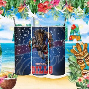 Buffalo Bills Winter Buffalo Mascot Snow Effect Tumbler Design