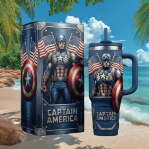 Captain America Marvel Avengers Embossed 40oz Tumbler with Gift Box