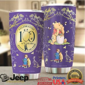 Celebrating 100 Years Winnie the Pooh and Friends Purple Gold Tumbler