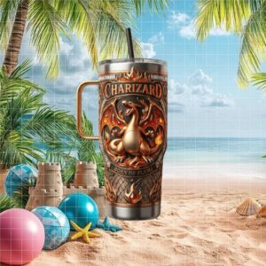 Charizard Born of Flame 3D Dragon Scale Texture 40oz Tumbler