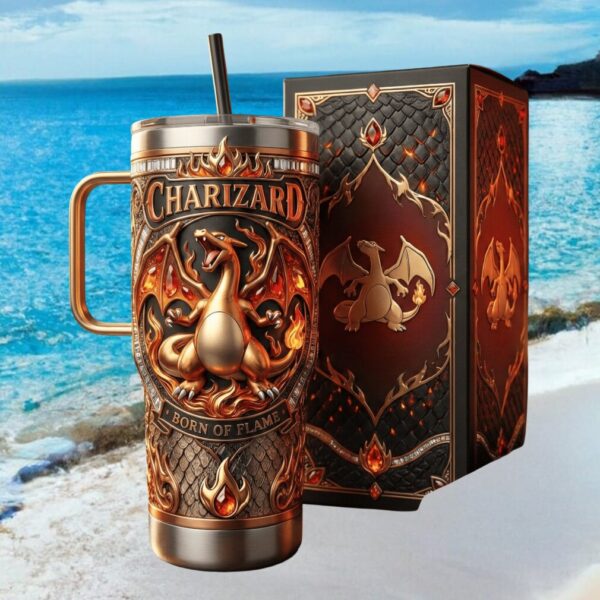 Charizard Born of Flame Pokémon 3D Sculpted Dragon Scales Fire Tumbler ...