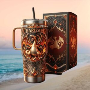 Charizard Born of Flame Pokémon 3D Sculpted Dragon Scales Fire Tumbler & Gift Box