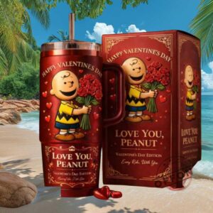 Charlie Brown Valentine’s Day “Love You, Peanut” Red Insulated Tumbler