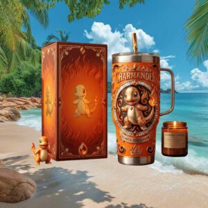 Charmander “Ignite the Spark” Pokémon 3D Embossed Orange Collector Tumbler