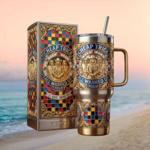 Cheap Trick All Washed Up Tour 1973 Retro Checkerboard 3D Band Tumbler