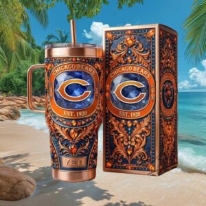 Chicago Bears Est 1920 Luxury Jewel Encrusted Style 40oz Tumbler