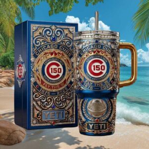 Chicago Cubs 150th Anniversary “Fly The W” Luxury Blue & Gold Tumbler
