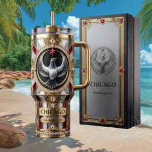 Chicago The Windy City Stained Glass Emblem Luxury Insulated Tumbler