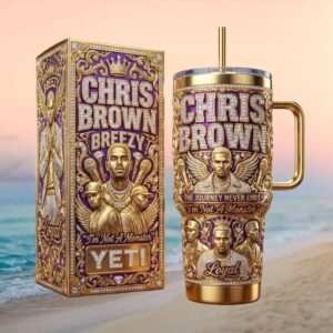 Chris Brown Breezy “The Journey Never Ends” Gold & Diamond Tumbler