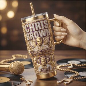 Chris Brown “Loyal I'm Not A Monster” Gold & Purple 40oz Tumbler