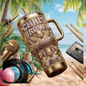 Chris Brown The Journey Never Ends 3D Gold Luxury Music Tumbler