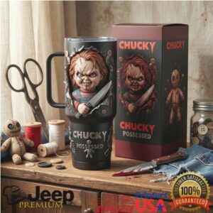 Chucky “Possessed” 3D Horror Movie Character Embossed 40oz Tumbler