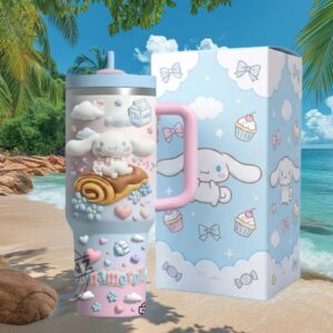 Cinnamoroll Sanrio Kawaii 3D Character Blue & Pink 40oz Tumbler