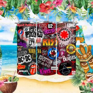 Classic Rock Band Logo Collage Aesthetic Music Fan Design