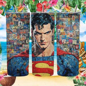 Classic Superman Comic Mosaic Art Tumbler Wrap Sublimation