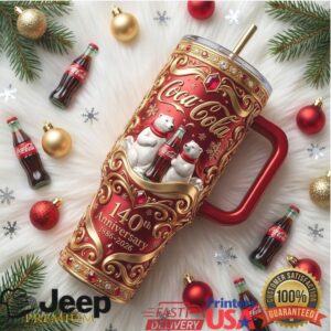 Coca Cola 140th Anniversary (1886 2026) Polar Bear 3D Holiday 40oz Tumbler