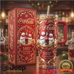 Coca Cola 140th Anniversary (1886 2026) Polar Bear 3D Holiday 40oz Tumbler