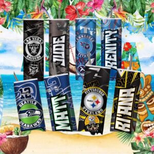 Custom NFL Team Mix Tumbler Raiders, Seahawks, Steelers Personalized Name