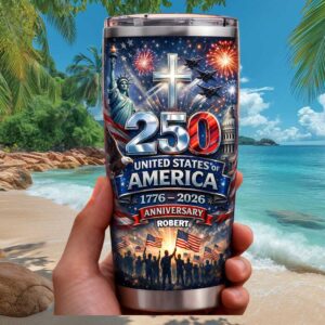 Custom Name 250th Anniversary United States of America 1776 2026 Patriotic Tumbler