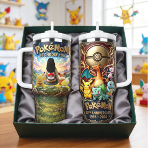 Custom Pokémon We Choose You 30th Anniversary 40oz Insulated Tumbler