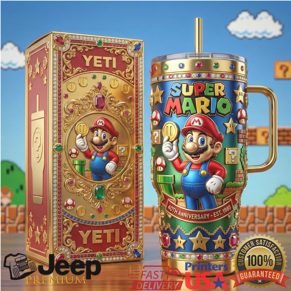 Custom Super Mario 40th Anniversary Luxury Gold YETI Tumbler Custom Super Mario 40th Anniversary Luxury Gold YETI Tumbler