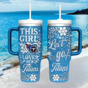 Custom Tennessee Titans Blue Sparkle Mug Football Gift for Women
