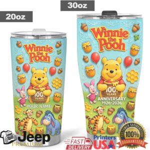 Custom Winnie The Pooh 100th Anniversary 1926 2026 Personalized Tumbler