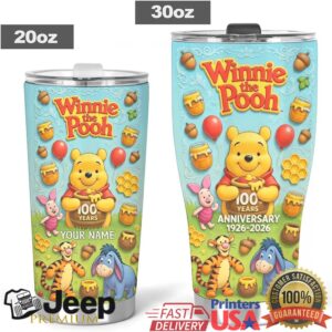 Custom Winnie The Pooh 100th Anniversary 1926 2026 Personalized Tumbler