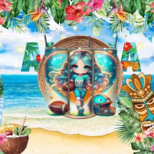 Cute Chibi Anime Football Girl 20oz Skinny Tumbler Wrap Design