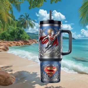 DC Comics Superman “Flight of Steel” 3D Emblem 40oz Stainless Steel Tumbler