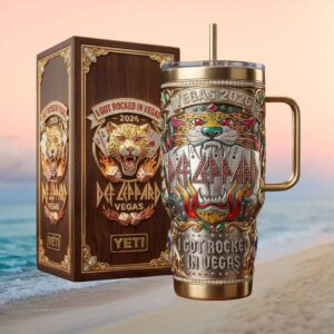 Def Leppard Vegas 2026 “I Got Rocked” 3D Leopard & Dice Concert Tumbler