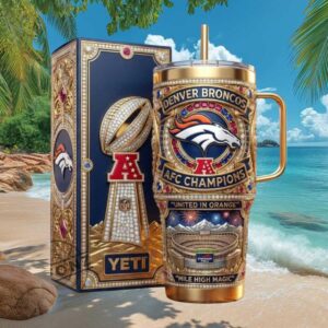 Denver Broncos AFC Champions Limited Edition 40oz Yeti Tumbler with Gift Box
