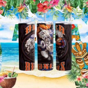 Denver Broncos Mascot Football Beast Graphic Sports Tumbler Wrap