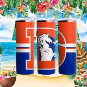 Denver Broncos Retro Logo Orange and Blue Stripe Tumbler Wrap