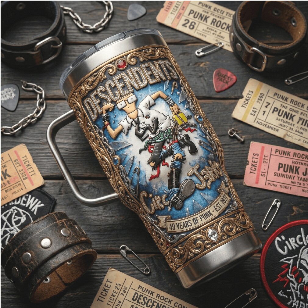 Descendents x Circle Jerks Punk Rock 3D Embossed Concert Tumbler Descendents x Circle Jerks Punk Rock 3D Embossed Concert Tumbler