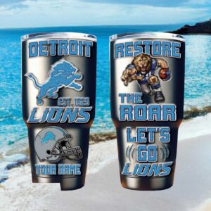 Detroit Lions Restore The Roar Personalized Tumbler Custom NFL Fan Gift