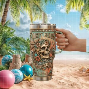 Dirty Heads California Soul 3D Floral Skull Custom Band Tumbler