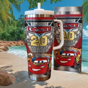 Disney Pixar Cars 20th Anniversary 2006 2026 Personalized Lightning McQueen Tumbler