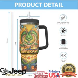 Dragon Ball Z 40th Anniversary Shenron 1986 2026 Travel Tumbler with Handle