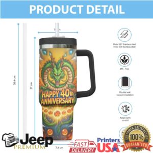Dragon Ball Z 40th Anniversary Shenron 1986 2026 Travel Tumbler with Handle